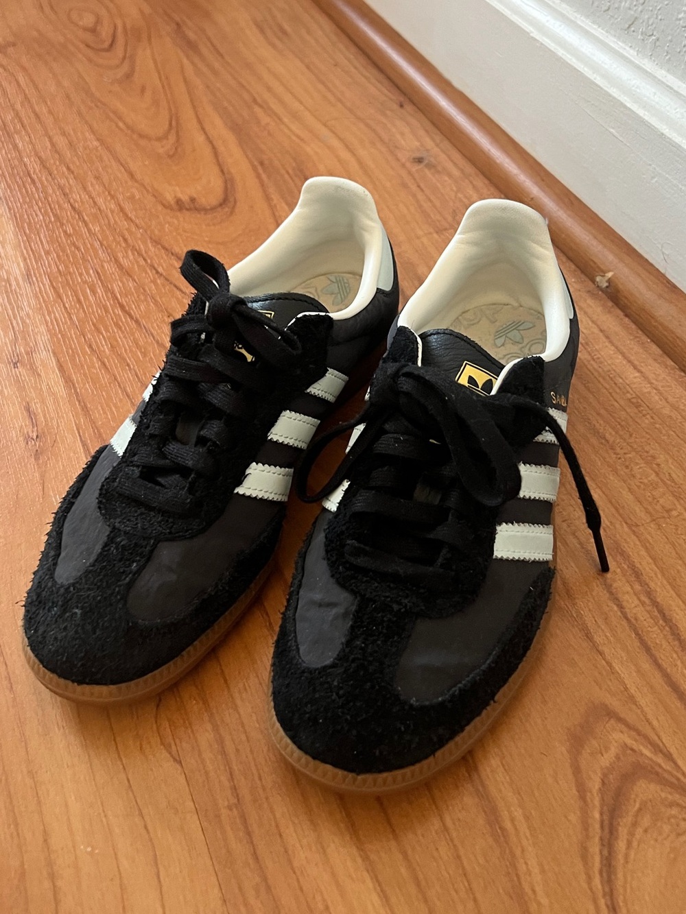 adidas Black and White Low-Top Sneakers with Gum Outsole